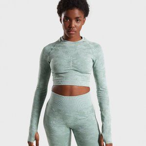 Gymshark camo seamless crop top sage green S